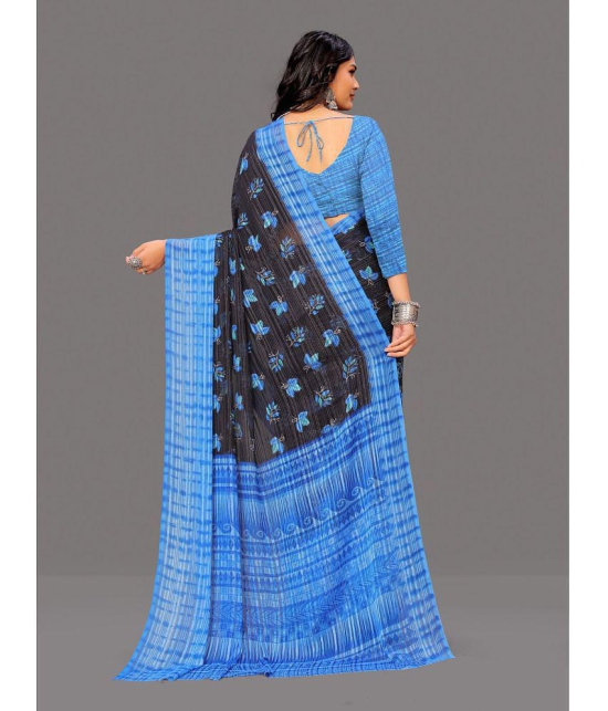 Sitanjali - Blue Georgette Saree With Blouse Piece ( Pack of 1 ) - Blue