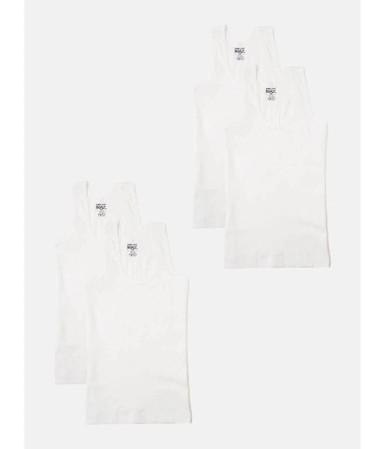 Lux Cozi - White Cotton Solid Boys Vest ( Pack of 4 ) - None