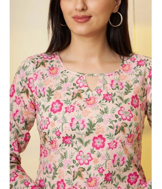 Tissu Cotton Printed Straight Womens Kurti - Pink ( Pack of 1 ) - None