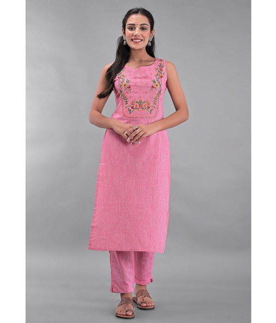 Maquien - Pink Straight Rayon Women's Stitched Salwar Suit ( Pack of 1 ) - None