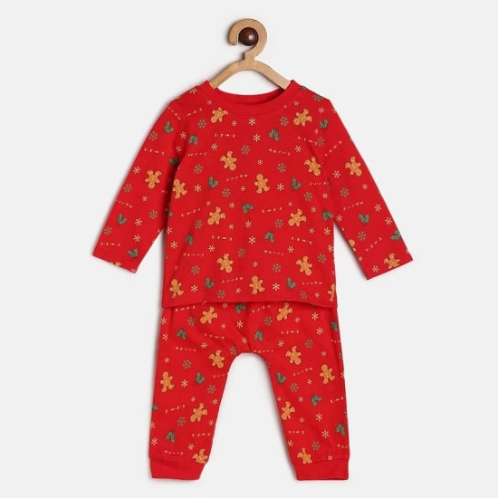 MINI KLUB - Red Cotton Baby Boy T-Shirt & Trouser ( Pack of 1 ) - None