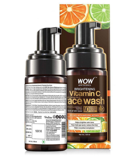 WOW Skin Science Brightening Vitamin C Foaming Face Wash - For Skin Brightening -No Parabens, Sulphate, Silicones & Color - 100 ml