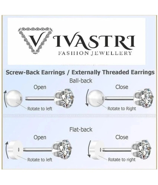 VIVASTRI Golden Stud Earrings ( Pack of 2 ) - Golden