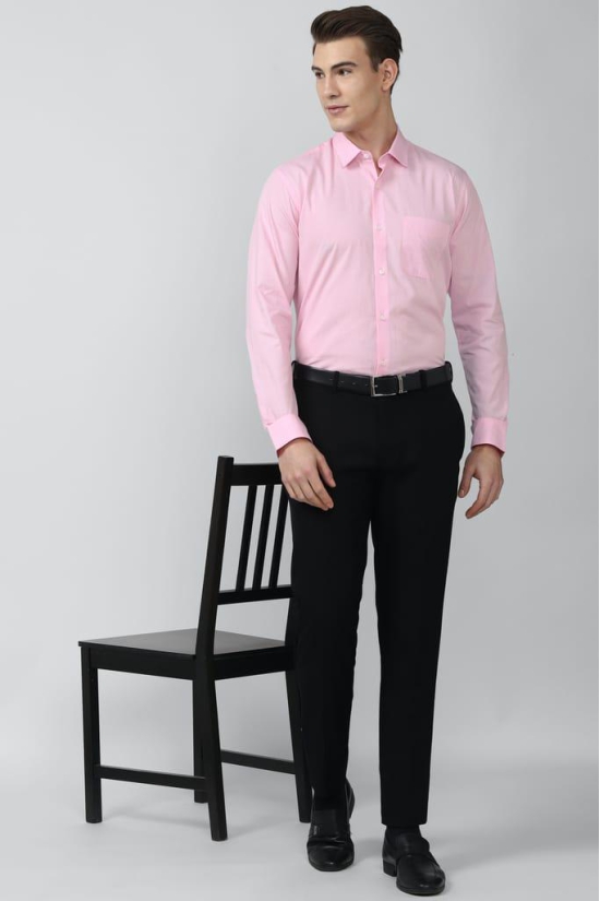 Men Pink Regular Fit Formal Full Sleeves Formal Shirt