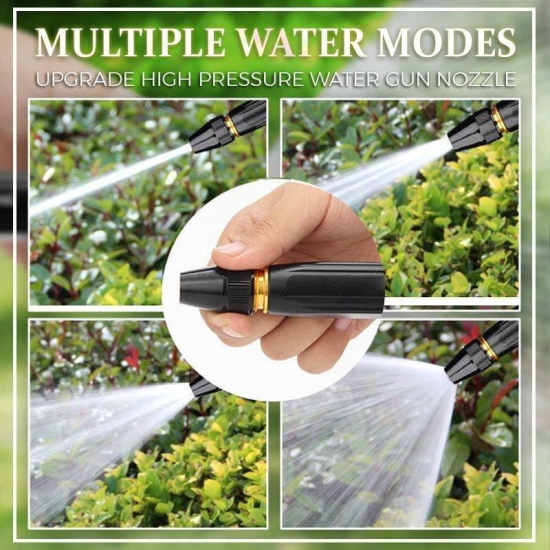 Portable High Pressure Washing Water Nozzle with 3 attachments (Black)