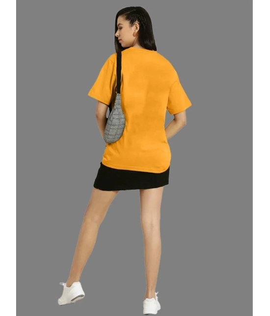 Leotude Mustard Cotton Blend Oversized Womens T-Shirt ( Pack of 1 ) - None