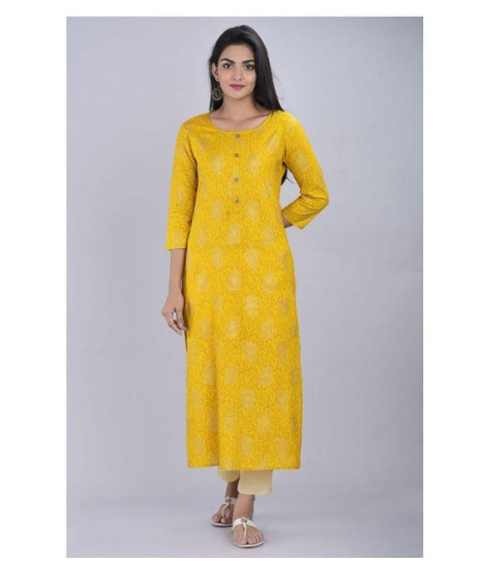 Kbz Yellow Rayon Straight Kurti - XXL