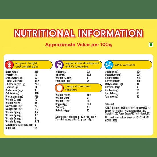 Complan Nutrition & Health Drink - Improves Concentration & Memory, Pista Badam Flavour, 500 G Carton