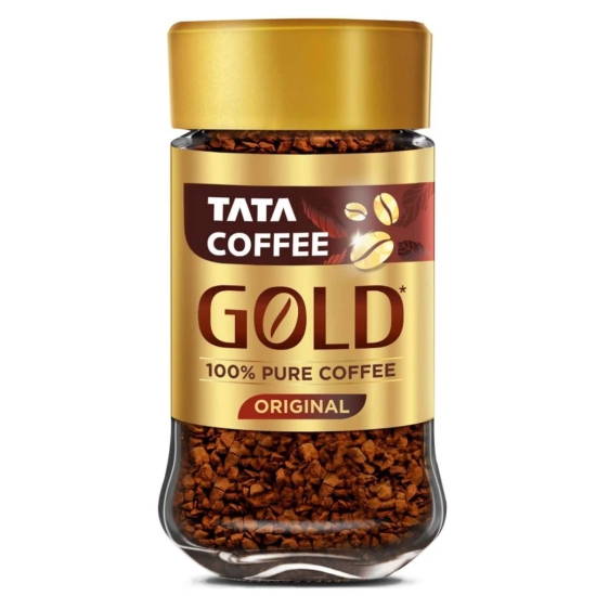 Tata Coffee Gold Original, Instant & Pure Coffee Jar, 50g, Freeze-Dried, Rich & Strong, Specially Sourced Robusta and Arabica bean