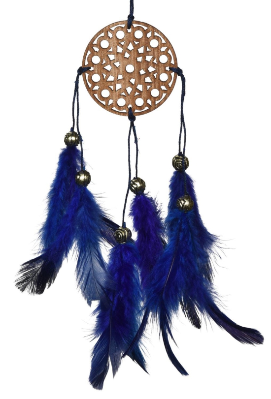 Dream Catcher  Carved Blue Car Hanging