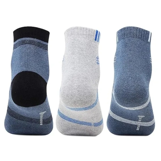 Men Cushioned Cotton Ankle Sports Socks - Pack of 3