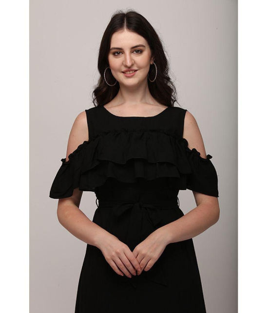 Berrylicious Georgette Black Fit And Flare Dress - - S