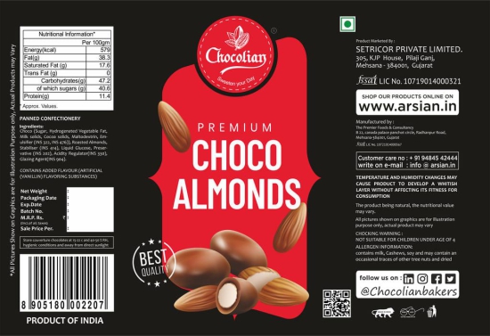 Chocolian Bakers Premium Chocolate Flavor Coated Dried Fruit Almond Nuts Tin Gift Pack Enhance Test Sweet Crispy Coting