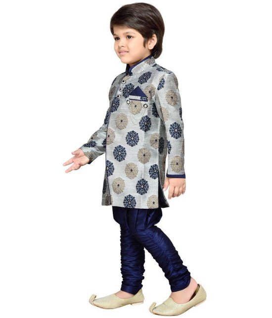 AJ Dezines - Grey Cotton Blend Boys Sherwani ( Pack of 1 ) - None