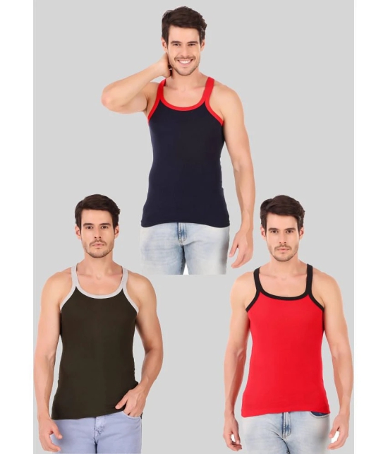 Hap Kings - Multi Cotton Men's Vest ( Pack of 3 ) - None