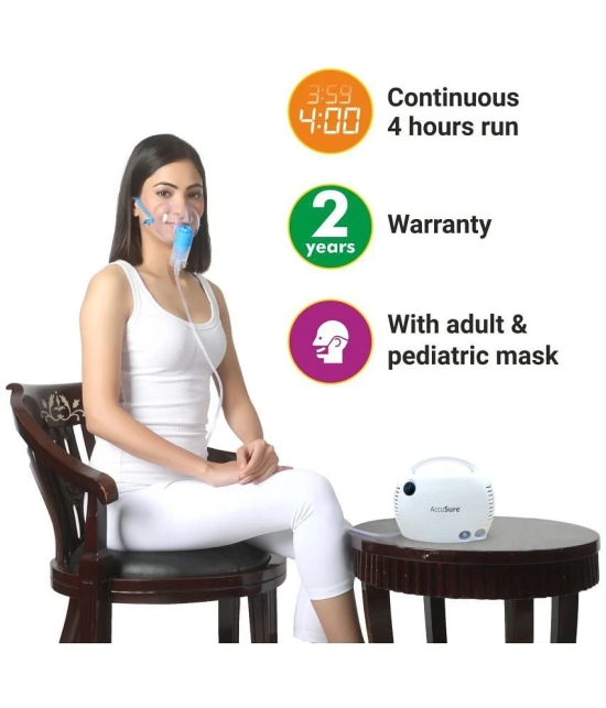 AccuSure Piston Compressor Nebulizer Machine For Adults And Kids With Pediatric Mask2 Year Warranty