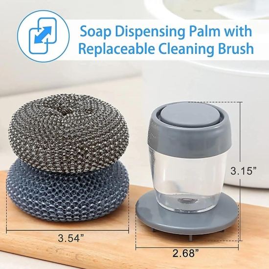 Kitchen Soap Dispensing Palm Brush Washing-1