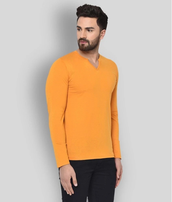 Glito - Mustard Cotton Blend Regular Fit Mens T-Shirt ( Pack of 1 ) - None