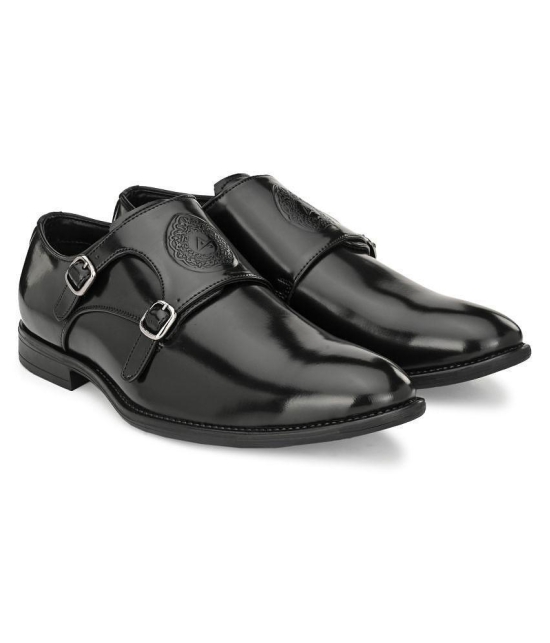 Aadi Monk Strap Artificial Leather Black Formal Shoes - None