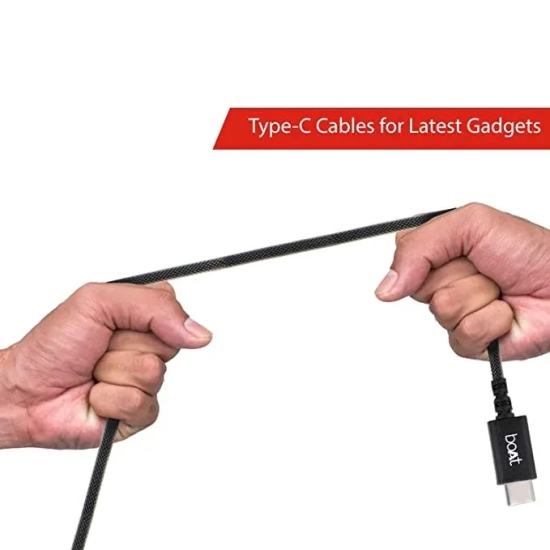 boAt A400 USB Type C Data Cable | Premium C Type Data Cable with 480Mbps Transfer Speed, Tangle free cable, Reversible Connector Grey