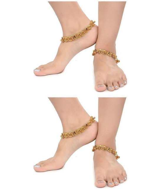 AanyaCentric - Gold Anklets ( Pack of 2 ) - Gold