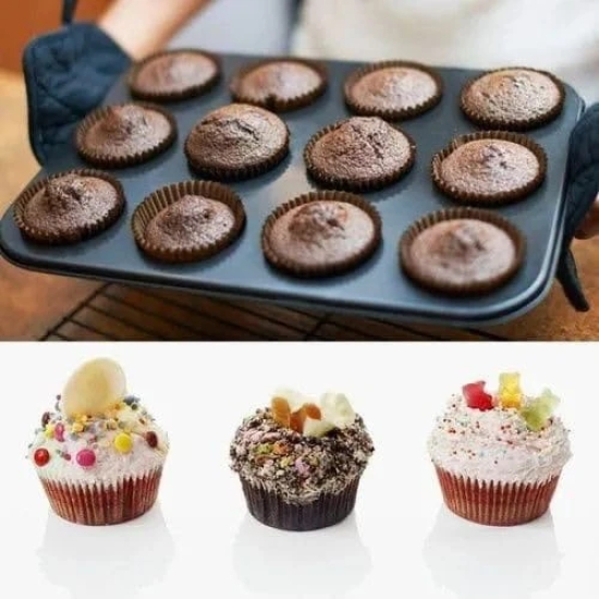 WUGO::Muffin Pan,Nonstick 12-Cup Muffin Baking Pan, Cupcake Pan, Mini Loaf Pan, Bake ware for Muffins, Cupcakes, Brownies, Quiche, Tart, Bread