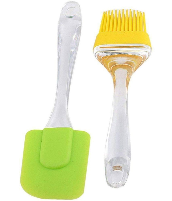 THRIFTKART - Multicolor Silicone Spatula and Brush Set ( Set of 2 ) - Multicolor