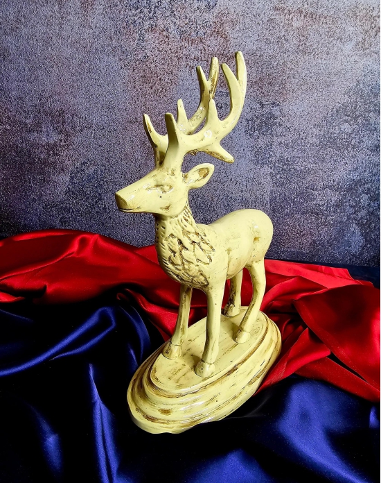 LUXURY GIFTING DEER METAL MARBLE FINISHED-METAL / 11.3X4.2X8 / CREAM