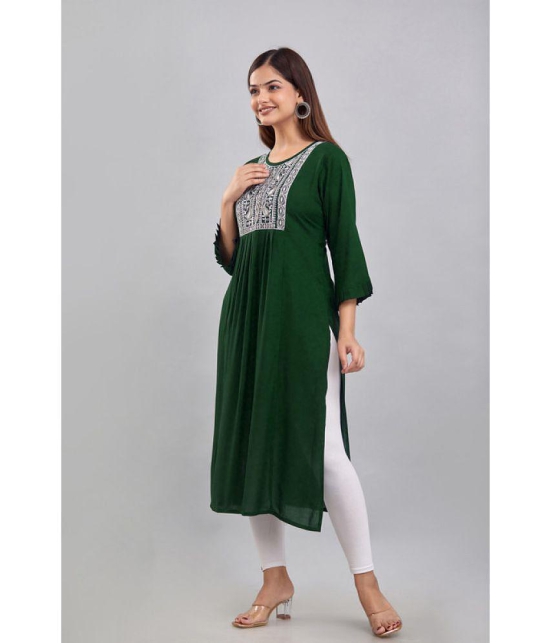 Kapadia Rayon Embroidered A-line Womens Kurti - Green ( Pack of 1 ) - None