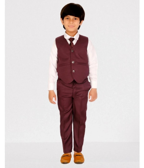 DKGF Fashion Boys Polyester Suit ( Pack of 1 , Maroon ) - None