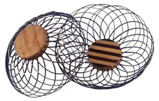 Mii Art Bamboo Round Flower Basket,Best for puja,Dining Table and Home Decoration,Fruit Basket(Color-Black) Pack of pcs