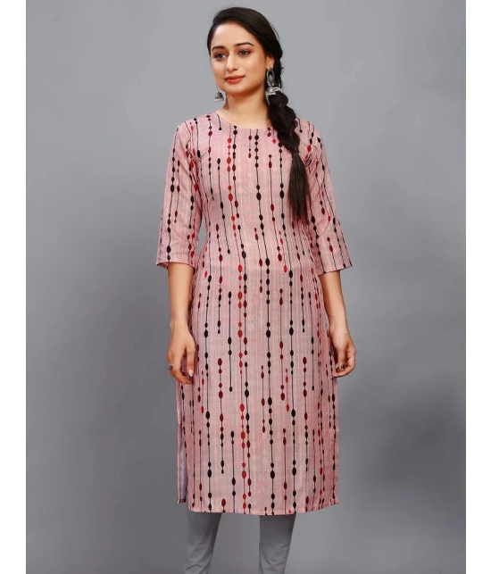 RIAANA Rayon Printed A-line Womens Kurti - Pink ( Pack of 1 ) - None