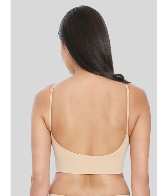 ILRASO - Beige Cotton Blend Removable Padding Women's Sports Bra ( Pack of 1 ) - None