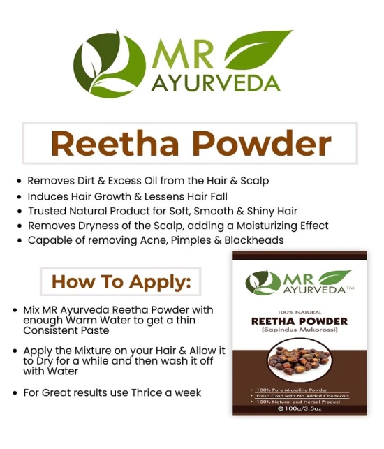 MR Ayurveda 100% Natural Reetha Powder Hair Scalp Treatment 100 g