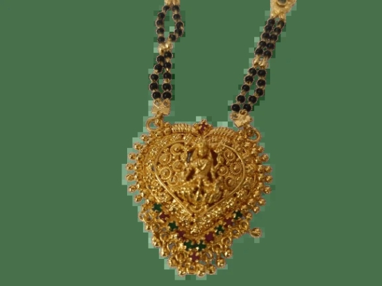 Mangalsutra  Chain with Black Beads and Dual Pendants