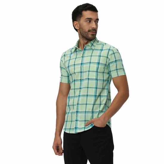 Green Windowpane Check Shirt