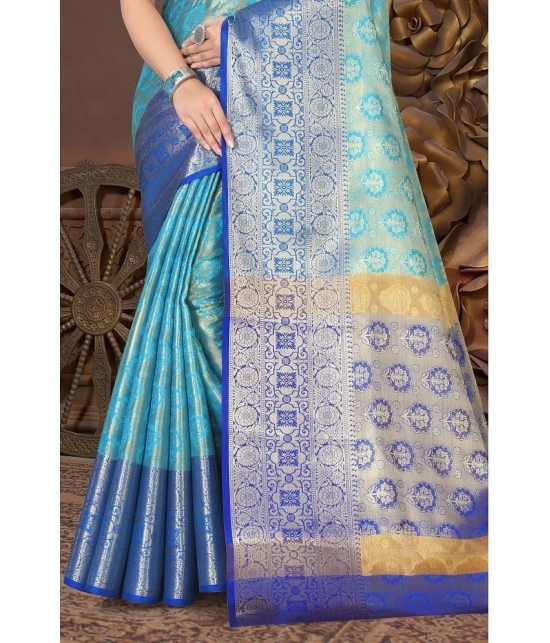 LEELAVATI - Blue Silk Saree With Blouse Piece ( Pack of 1 ) - Blue