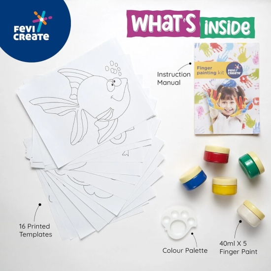 Fevicreate DIY Finger Painting kit for kids DIY painting kit for 3 years+ Toddler Art Kit