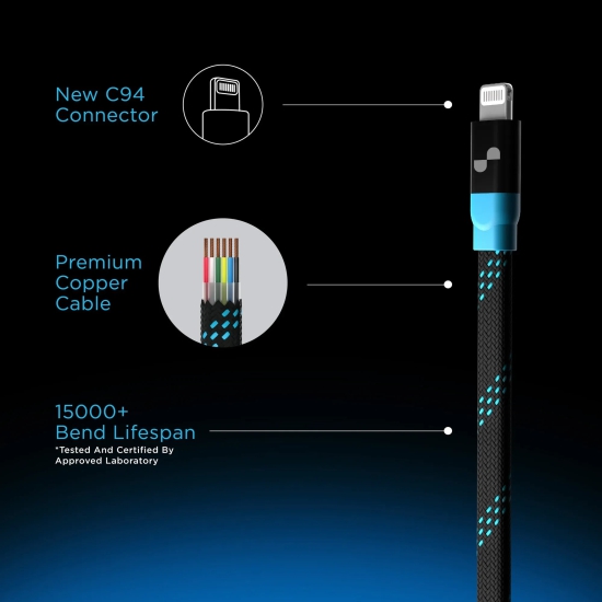 30W Super Fast Lightning MFi Certified Cable-Blue