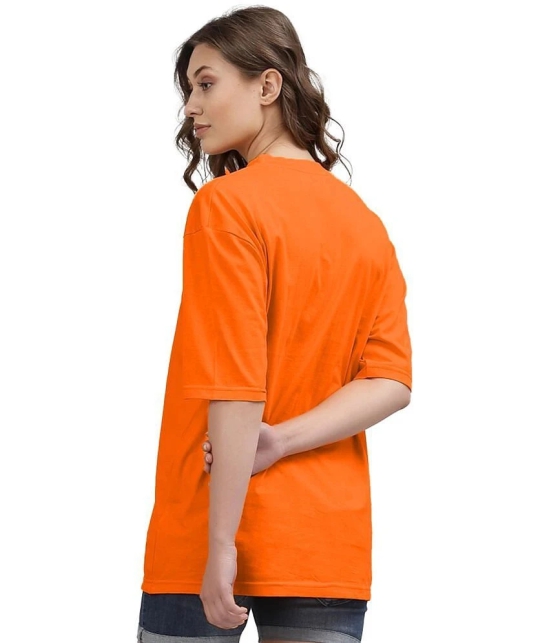 Leotude Orange Cotton Blend Oversized Womens T-Shirt ( Pack of 1 ) - None