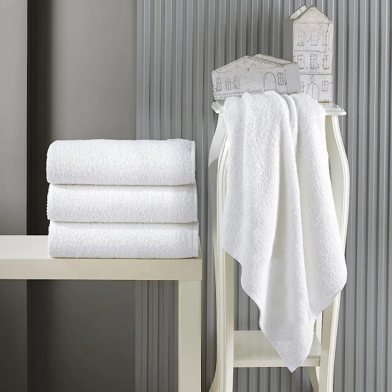 SHELTER Premium Pure & Best 100% Cotton White Bath Towel | Size 61x 41CM | Pack of 3