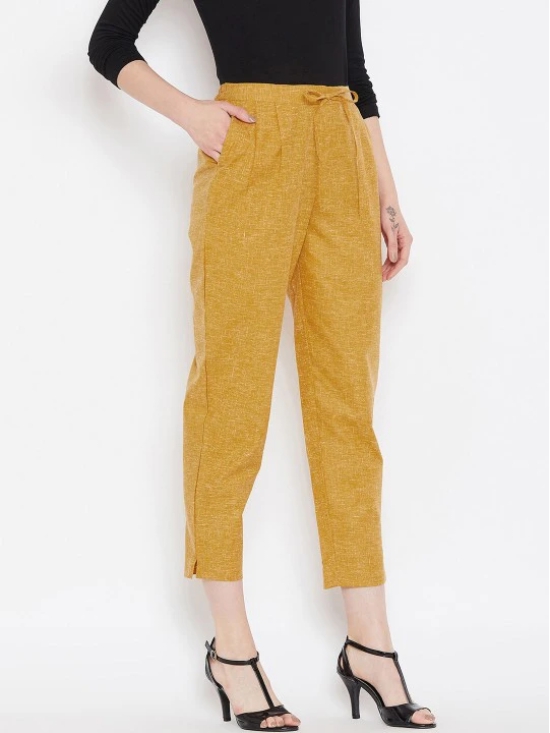 Women Mustard Yellow Textured Relaxed Trousers