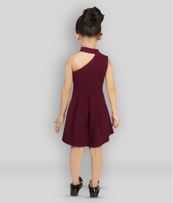 Addyvero - Maroon Cotton Blend Girls Fit And Flare Dress ( Pack of 1 ) - 3-4 Years