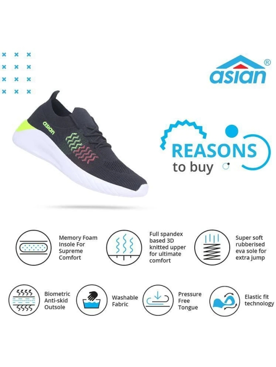 ASIAN HATTRICK-26 Black Mens Sports Running Shoes - None