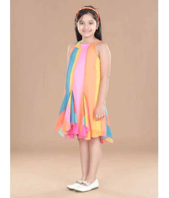 StyleStone - Chiffon Multicolor Girls Asymmetric Dress ( Pack of 1 ) - None