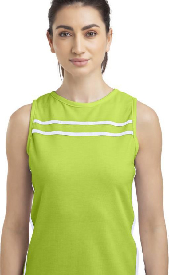 Women Striped Round Neck Poly Cotton Green T-Shirt