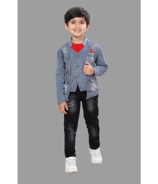 DKGF Fashion - Light Grey Cotton Blend Boys Shirt & Pants ( Pack of 1 ) - None