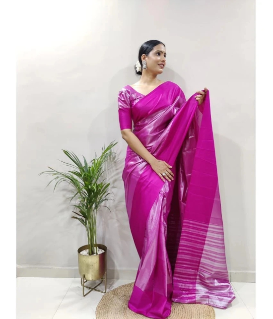 JULEE Banarasi Silk Embellished Saree With Blouse Piece - Pink ( Pack of 1 ) - Pink