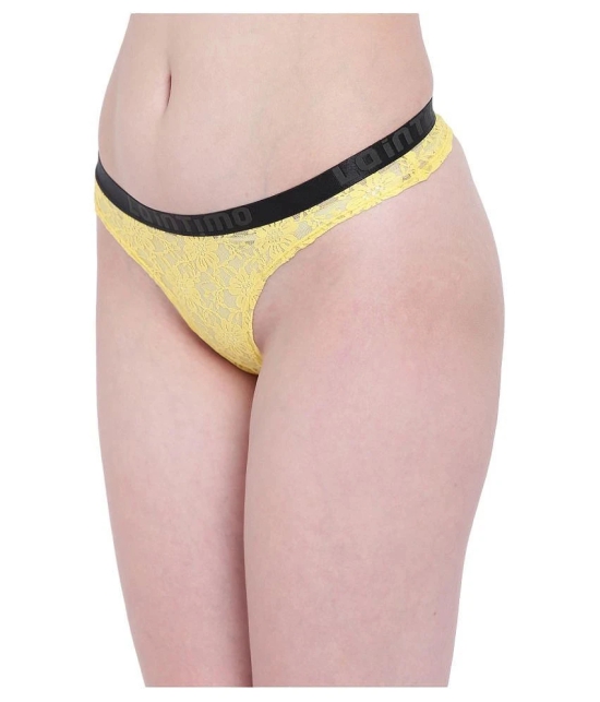 La Intimo Pack of 1 Nylon Womens Thongs ( Yellow ) - XL