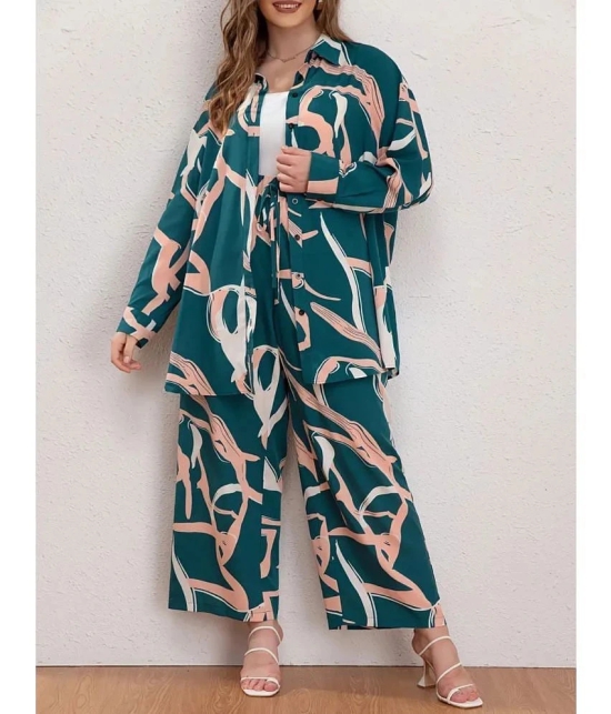 gufrina Teal Printed Pant Top Set - None